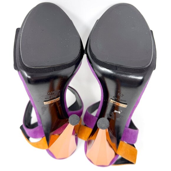 Gucci Liberty Heels Black Purple Gold Sandals EU 40 US 9.5- 10 Runway Shoes - Picture 8 of 10